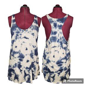 American Eagle Outfitters Blue Tie Dye Racer Back Long Tank Size XL EUC